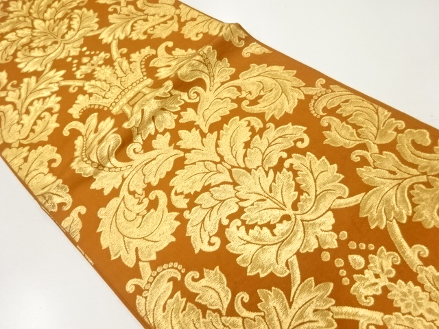 JAPANESE KIMONO / ANTIQUE FUKURO OBI / SILK / WOVEN FLORAL SARASA